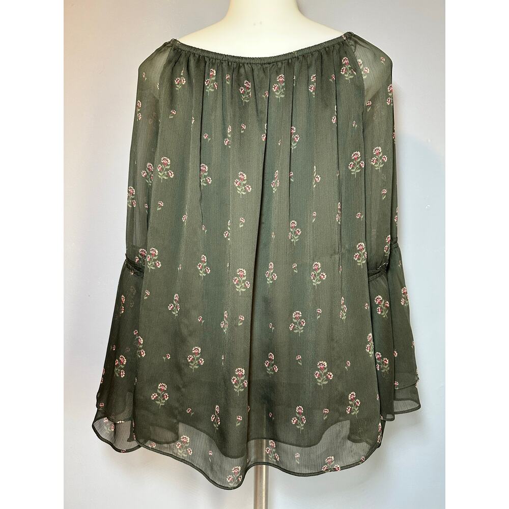 White House Black Market Women's Blouse Top Small Off Shoulder Olive Green - Picture 3 of 8